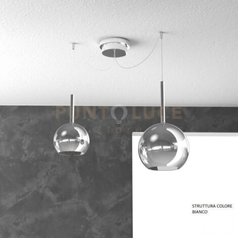 SOSP. BIANCO SPOSTABILE 2 LUCI VETRI (1 MEDIO + 1 PICCOLO)TUTTI CROMO 1155BI-S2 S MIX-CR