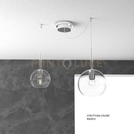 SOSP. BIANCO SPOSTABILE 2 LUCI VETRI (1 MEDIO + 1 PICCOLO)TUTTI TRASPARENTE 1155BI-S2 S MIX-TR