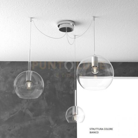 SOSP. BIANCO SPOSTABILE 3 LUCI VETRI (1 X GRANDE+ 1 X MEDIO+ 1 X PICCOLO)TUTTI TRASPARENTE 1155BI-S3 S MIX-TR
