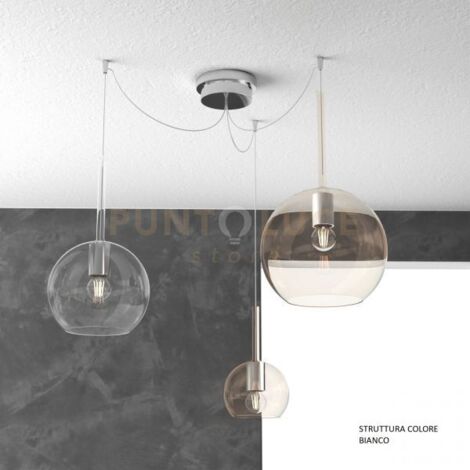 SOSP. BIANCO SPOSTABILE 3 LUCI VETRI (GRANDE AM + MEDIO TR + PICCOLO AM) 1155BI-S3 S MIX-TA