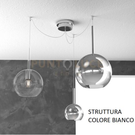 SOSP. BIANCO SPOSTABILE 3 LUCI VETRI (GRANDE CR + MEDIO TR + PICCOLO CR) 1155BI-S3 S MIX-TC