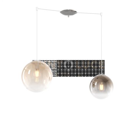 SOSP. CROMO 2 LUCI SPOSTABILE VETRI (1 PICCOLO AMBRA+1 MEDIO BRONZO) 1194CR-S2 S MIX-AB