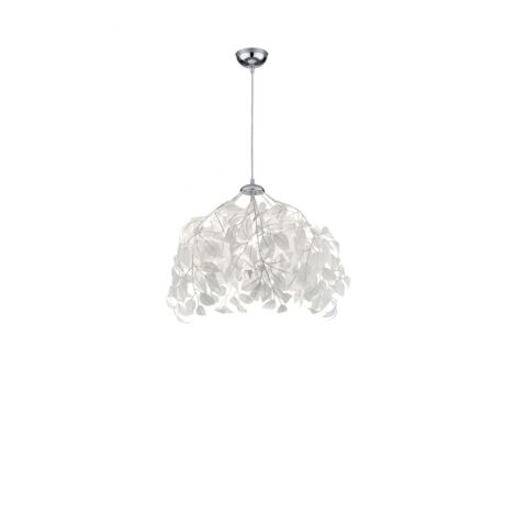 Sospensione 1 Luce Foglie Bianche Lavabili Leavy Ø38 cm Trio Lighting