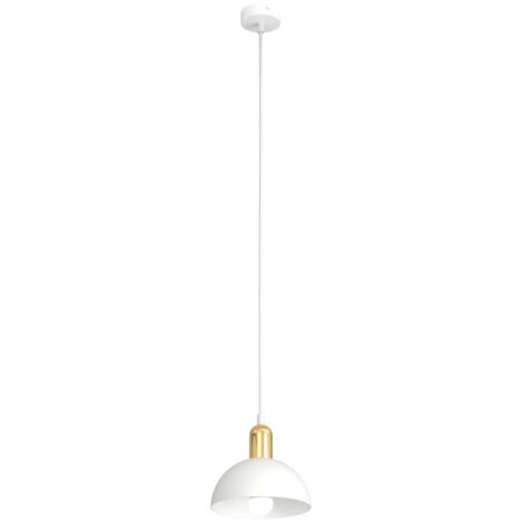 Sospensione 1 Luce Idunn In Acciaio Bianco E Oro Diffusore A Cupola