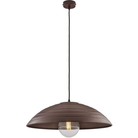 Sospensione 1 Luce Sender In Ferro Laccato Nero Con Decoro Ruggine