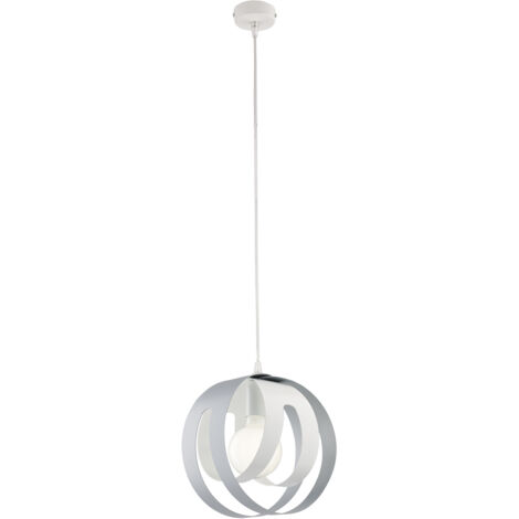 Sospensione 1 Luce Tobias Ferro Laccato Bianco E Grigio Taglio Laser