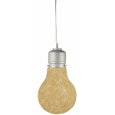 Sospensione 1xE27 Montatura Argento Vetro Filante Ambra  E-Energy Elettra