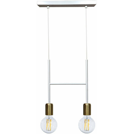 Sospensione 2xE27 Montatura Verniciata Bianco Oro Satinato E-Energy Elvira