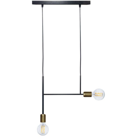Sospensione 2xE27 Montatura Verniciata Nero Oro Satinato E-Energy Elvira