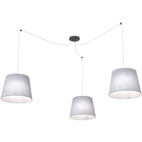 Sospensione 3 Luci Iside Con Fermacavi E Paralumi Grigio
