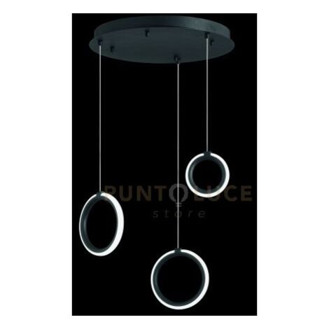 SOSPENSIONE 3 LUCI PINTA NERO LED 3000K 1470LM 25W DIMMERABILE SENZA VETRO DIMMERABILE