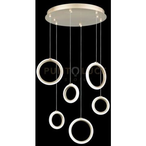 SOSPENSIONE 6 LUCI PINTA ORO LED 3000K 2520LM 42W DIMMERABILE SENZA VETRO DIMMERABILE
