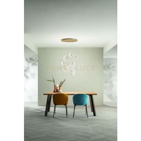 SOSPENSIONE 8 LUCI PINTA ORO LED 3000K 2880LM 48W DIMMERABILE SENZA VETRO DIMMERABILE