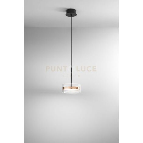 Sospensione Aere in alluminio colore oro e nero 1 luce a LED 14W 1120LM - 3000K diffusore in vetro dimmerabile