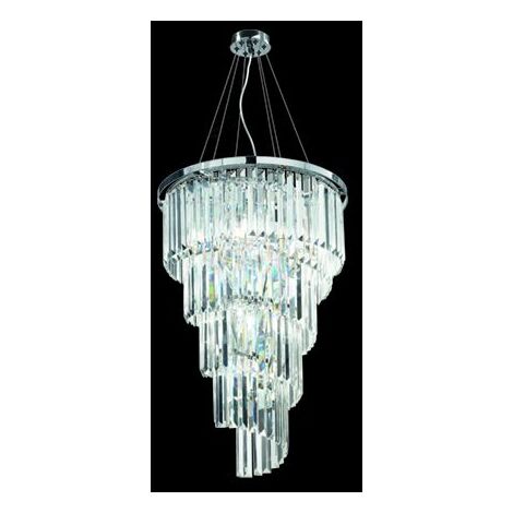 SOSPENSIONE ALEXANDER GRANDE D.50CM 10 LUCI ATTACCO E14 CROMO E CRISTALLO MOLATO