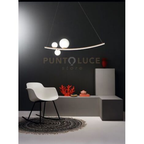 SOSPENSIONE ALTALENA ORO CON VETRI BIANCO A LED 4000K 2947LM 48W L.120CM DIMMERABILE