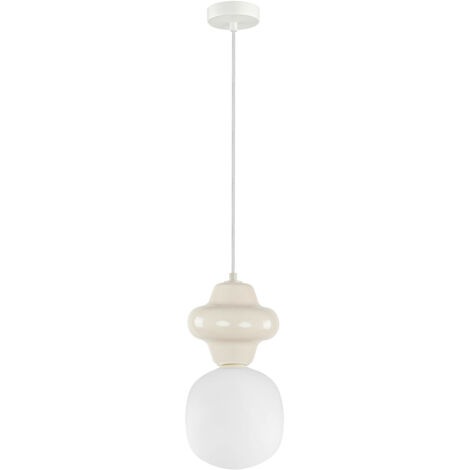 Sospensione Art Déco ceramica vaniglia Ø15 1xE14 Italux