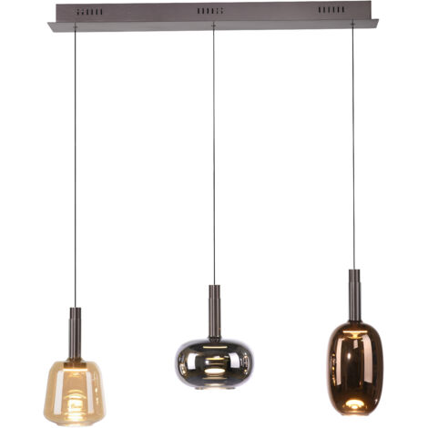 Sospensione Art Déco in vetro IRIDES Paul Neuhaus 3xLED 9W