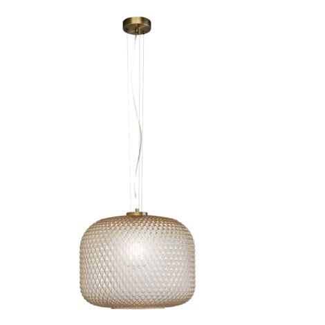 "Sospensione ASHFORD in vetro ambrato 150x40 cm."