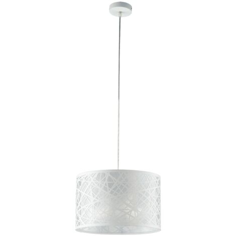 "Sospensione BATIK in acciaio bianco con decori a taglio laser 35 cm."
