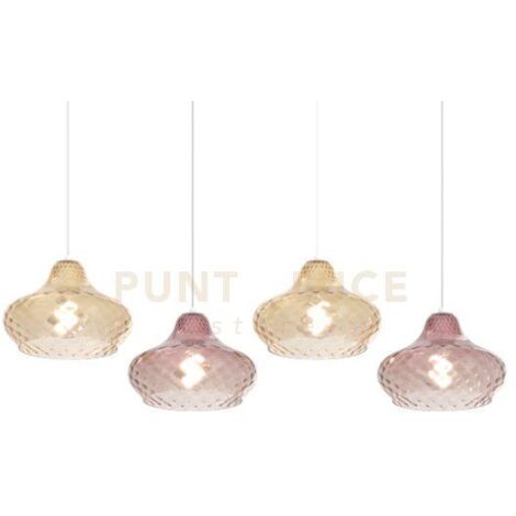 SOSPENSIONE BIANCO 4 LUCI RETTANGOLARE VETRI (2 X PICCOLO AM + 2 X PICCOLO RU) 1191BI-S4 RP-AR