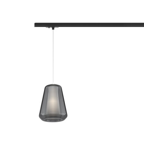 Sospensione Binario Contemporanea Double Skin Metallo Nero Vetro Fumè 1 Luce E27
