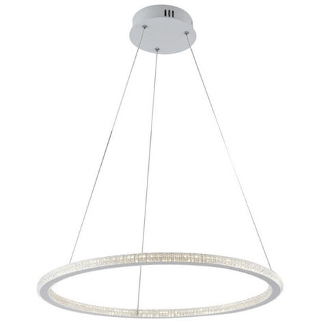 "Sospensione BRYANT bianca con diffusore diamantato 45W luce calda"