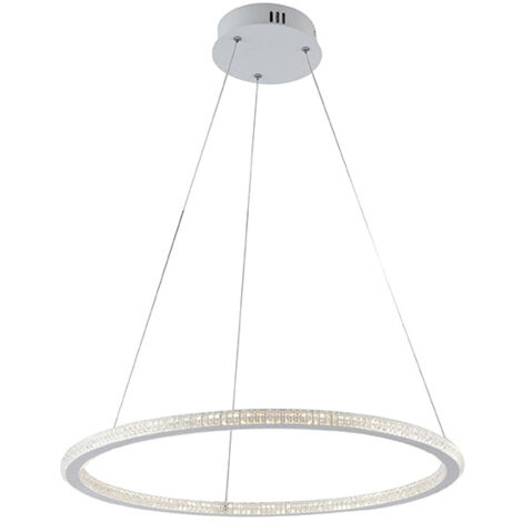 "Sospensione BRYANT bianca con diffusore diamantato 45W luce naturale"