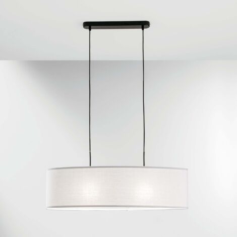 "Sospensione CAPITAL in metallo con diffusore in tessuto bianco 150x78 cm."