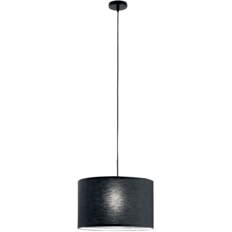 "Sospensione CAPITAL in metallo con diffusore in tessuto nero 150x38 cm."