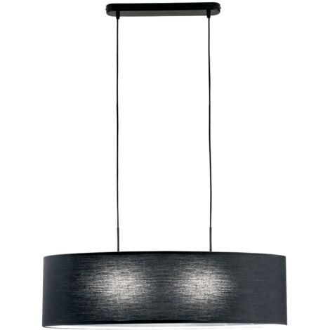"Sospensione CAPITAL in metallo con diffusore in tessuto nero 150x78 cm."