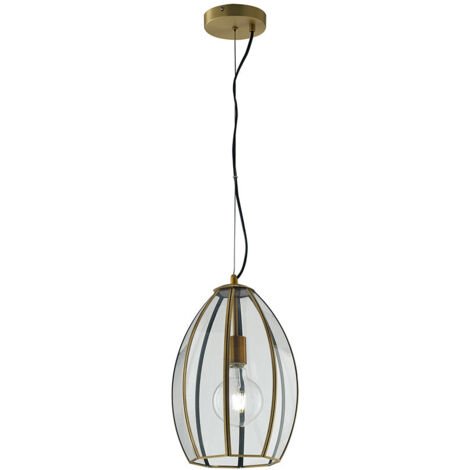 "Sospensione CHESTER in vetro con rifiniture in metallo ottone 41.5x30 cm."