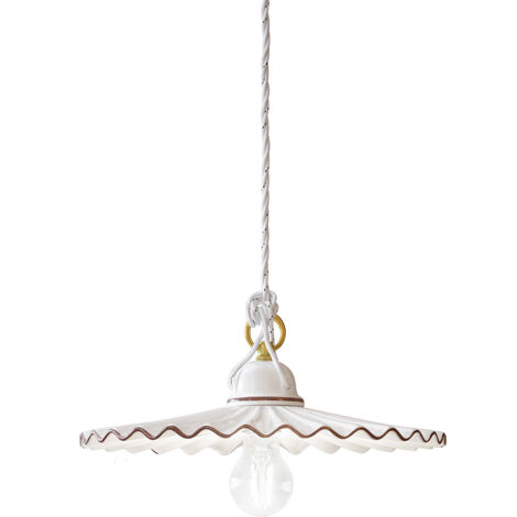 Sospensione Classica L'Aquila Ottone E Ceramica Decorato Diam. 31Cm 1 Luce E27