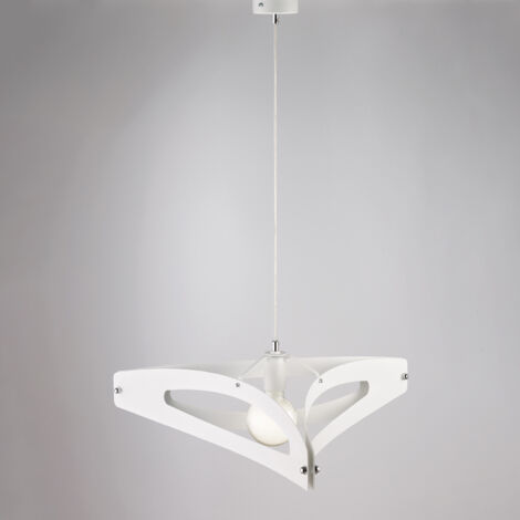 Sospensione con diffusore taglio laser in ferro laccato bianco e rifiniture cromo lucido con cavo elettrico regolabile 1 luce H.20 - MAX 120 - Ø51