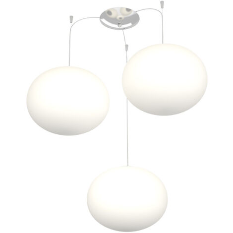 Sospensione Contemp Decentratori Soft Metallo Cromo Vetro Opaco 3 Luci E27 28Cm