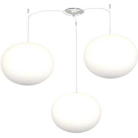 Sospensione Contemp Decentratori Soft Metallo Cromo Vetro Opaco 3 Luci E27 35Cm