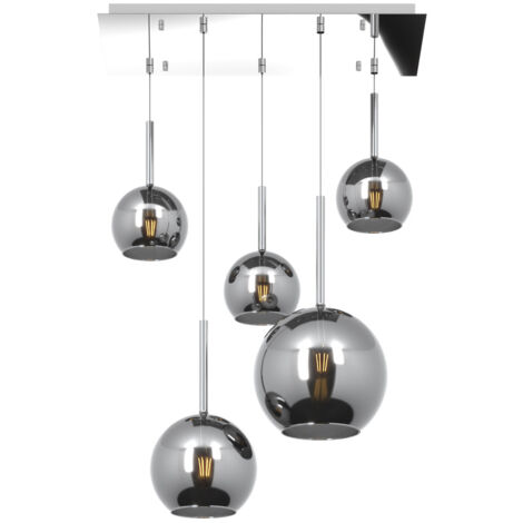 Sospensione Contemp. Rett. Future Metallo Cromo Vetro Cromo 5 Luci E27