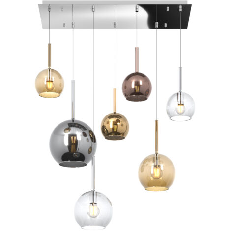 Sospensione Contemp. Rett. Future Metallo Cromo Vetro Multicolor 7 Luci E27