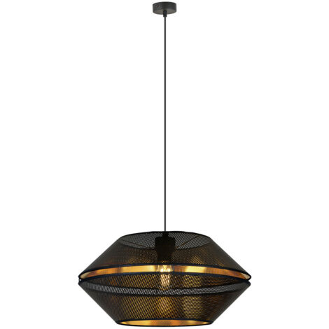 Sospensione Contemporanea 1 Luce Enea In Metallo Nero E Oro