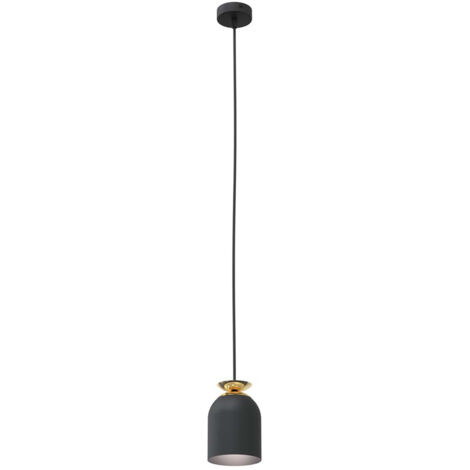 Sospensione Contemporanea 1 Luce Target In Acciaio Nero E Oro