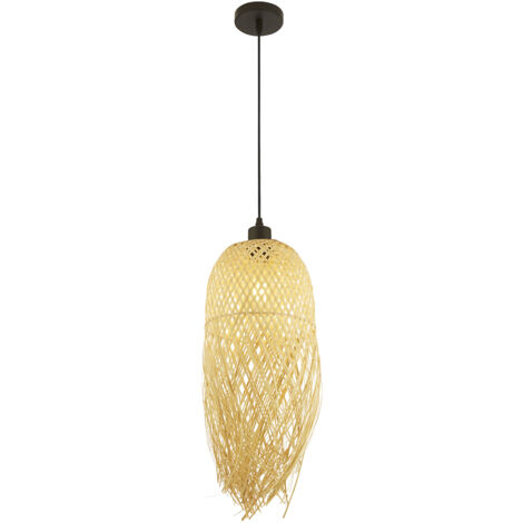 Sospensione Contemporanea Bali Legno Nero Marrone 1 Luce E27