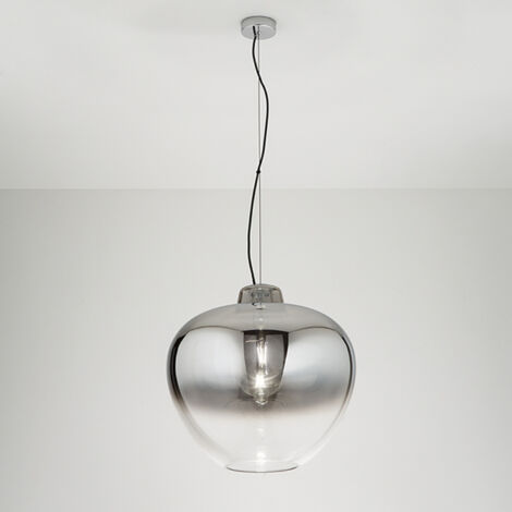 Sospensione Contemporanea Big Bowl Metallo Cromo Vetro Fumè 1 Luce E27