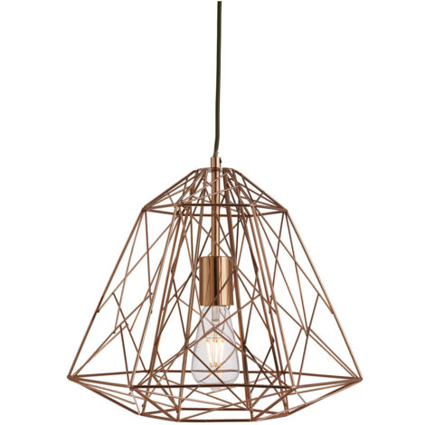 Sospensione Contemporanea Cage Geometrica Acciaio Rame 1 Luce E27