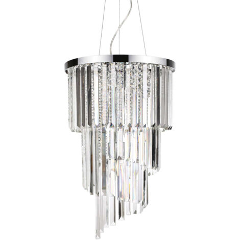Sospensione Contemporanea Carlton Metallo-Cristallo Cromo 8 Luci E14