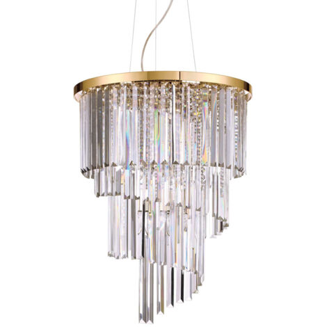 Sospensione Contemporanea Carlton Metallo-Cristallo Oro 12 Luci E14