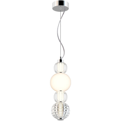 Sospensione Contemporanea Collar Metallo Cromo E Paralume Vetro Trasparente 17W