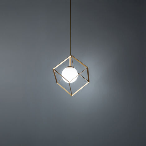 Sospensione Contemporanea Cube Metallo Oro 1 Luce G9
