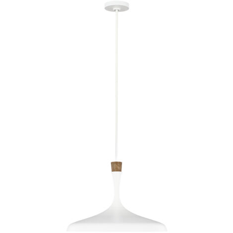 Sospensione Contemporanea Darwin Acciaio Bianco Opaco Legno 1 Luce E27