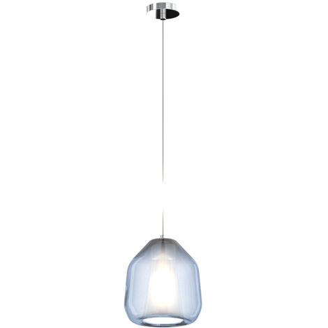 Sospensione Contemporanea Double Skin Beta Metallo Cromo Vetro Blu 1 Luce E27