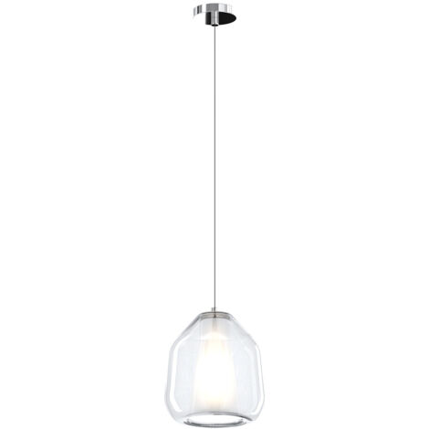 Sospensione Contemporanea Double Skin Beta Metallo Cromo Vetro Trasp. 1 Luce E27